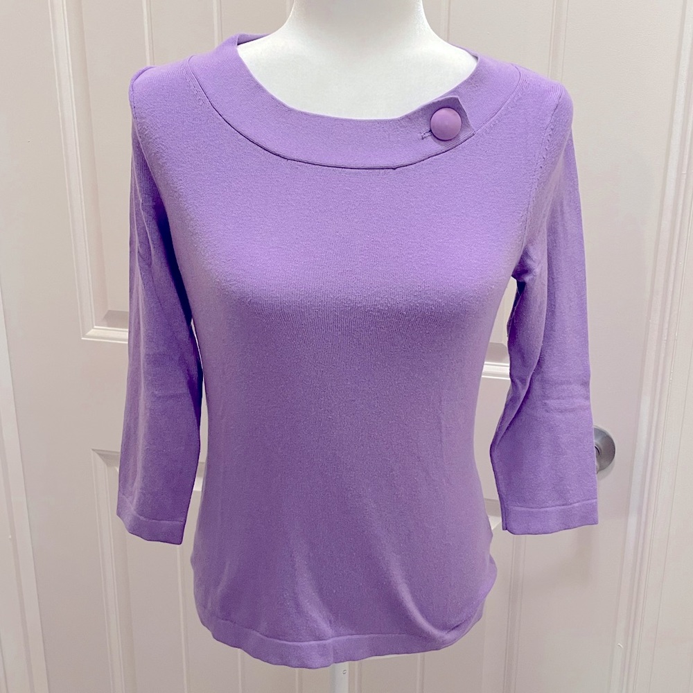 Purple Banana Republic sweater. 3/4 length sleeves. Size Small.